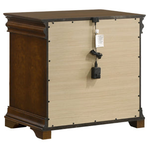 English Elm Leonide Louis Philippe Bedroom Set with Upholstered Headboard and Cherry Wood Finish B062S02105