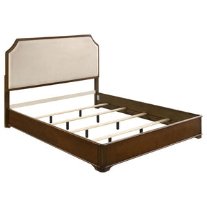 English Elm Leonide Louis Philippe Bedroom Set with Upholstered Headboard and Cedar Lined Drawers B062S02106