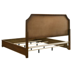English Elm Leonide Louis Philippe Bedroom Set with Upholstered Headboard and Cedar Lined Drawers B062S02106
