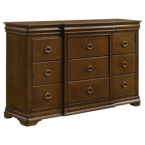 English Elm Leonide Louis Philippe Bedroom Set with Upholstered Headboard and Cedar Lined Drawers B062S02106