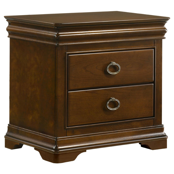 English Elm Leonide Louis Philippe Bedroom Set with Upholstered Headboard and Cedar Lined Drawers B062S02106
