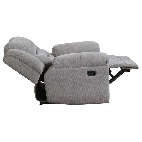 English Elm Sebring Manual Reclining Sofa Set Grey Chenille Upholstery with Storage Living Room B062S02107