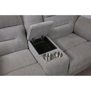 English Elm Sebring Manual Reclining Sofa Set Grey Chenille Upholstery with Storage Living Room B062S02107