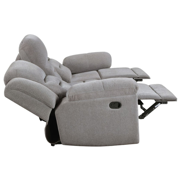 English Elm Sebring Manual Reclining Sofa Set Grey Chenille Upholstery with Storage Living Room B062S02107