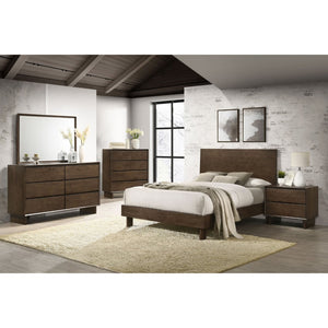 English Elm Hemlock Six Drawer Dresser with Beveled Mirror Rubberwood Bedroom Storage Suite B062S02108