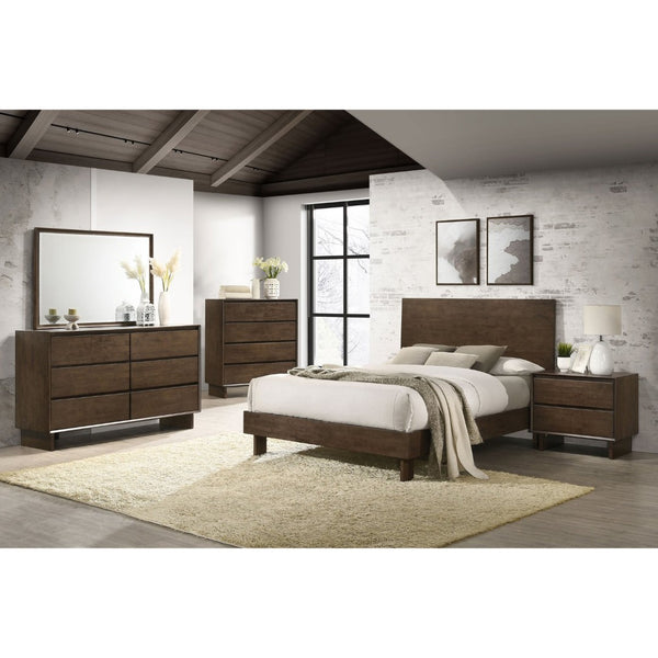 English Elm Hemlock Six Drawer Dresser with Beveled Mirror Rubberwood Bedroom Storage Suite B062S02108