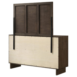 English Elm Hemlock Six Drawer Dresser with Beveled Mirror Rubberwood Bedroom Storage Suite B062S02108