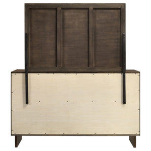 English Elm Hemlock Six Drawer Dresser with Beveled Mirror Rubberwood Bedroom Storage Suite B062S02108
