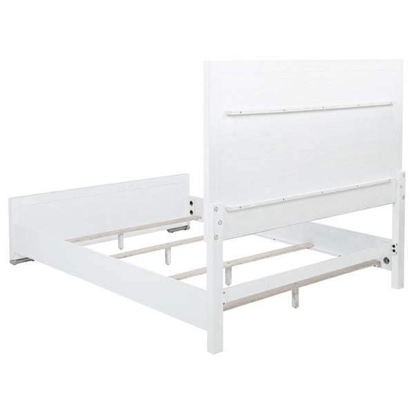 English Elm Robinson Upholstered Panel Queen Bed White Frame with Grey Fabric Inset Headboard B062S02109