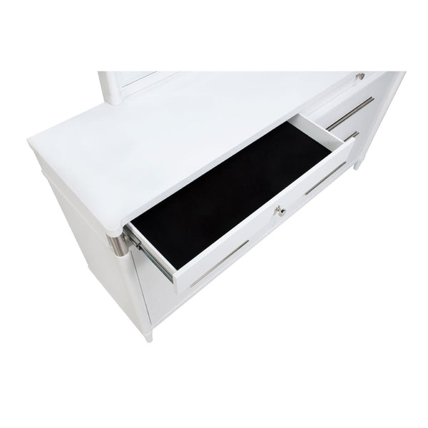 English Elm Robinson Eight Drawer Dresser with Mirror White Contemporary Bedroom Storage Set B062S02111