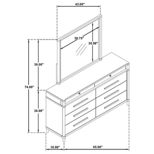 English Elm Robinson Eight Drawer Dresser with Mirror White Contemporary Bedroom Storage Set B062S02111