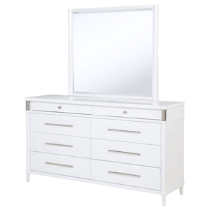 English Elm Robinson Eight Drawer Dresser with Mirror White Contemporary Bedroom Storage Set B062S02111