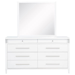 English Elm Robinson Eight Drawer Dresser with Mirror White Contemporary Bedroom Storage Set B062S02111