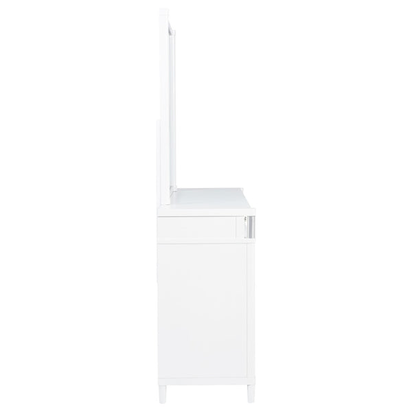 English Elm Robinson Eight Drawer Dresser with Mirror White Contemporary Bedroom Storage Set B062S02111