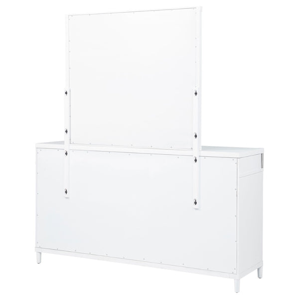 English Elm Robinson Eight Drawer Dresser with Mirror White Contemporary Bedroom Storage Set B062S02111