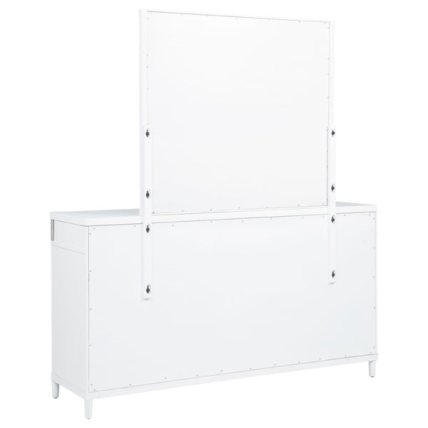 English Elm Robinson Eight Drawer Dresser with Mirror White Contemporary Bedroom Storage Set B062S02111