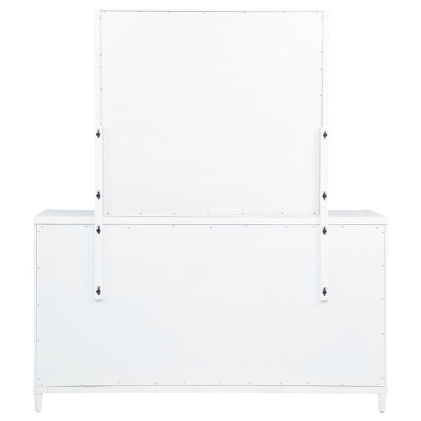 English Elm Robinson Eight Drawer Dresser with Mirror White Contemporary Bedroom Storage Set B062S02111