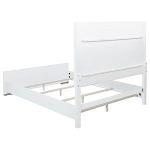 English Elm Robinson Queen Bedroom Set Five Piece White Contemporary Suite with Upholstered Headboard B062S02113