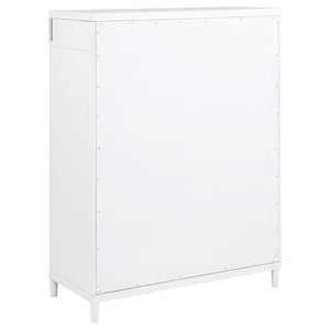 English Elm Robinson Queen Bedroom Set Five Piece White Contemporary Suite with Upholstered Headboard B062S02113