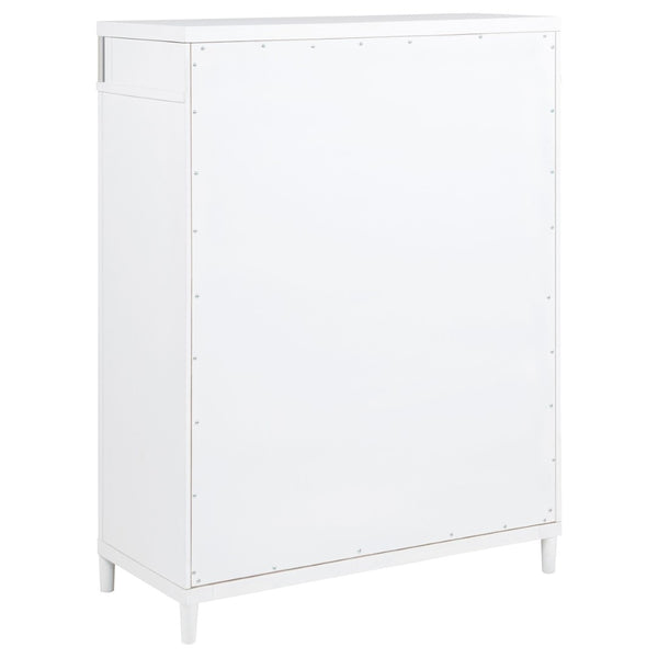 English Elm Robinson Queen Bedroom Set Five Piece White Contemporary Suite with Upholstered Headboard B062S02113