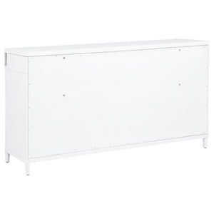 English Elm Robinson Queen Bedroom Set Five Piece White Contemporary Suite with Upholstered Headboard B062S02113