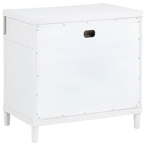 English Elm Robinson White Finish Five Piece Eastern King Bedroom Set with Grey Fabric Panels B062S02115