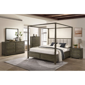 English Elm Sundance Wire-brushed Ash Veneer 6-drawer Dresser with Brass Hardware and Mirror B062S02116