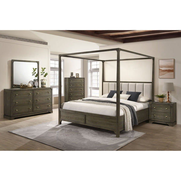 English Elm Sundance Wire-brushed Ash Veneer 6-drawer Dresser with Brass Hardware and Mirror B062S02116