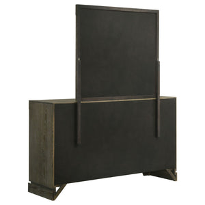 English Elm Sundance Wire-brushed Ash Veneer 6-drawer Dresser with Brass Hardware and Mirror B062S02116
