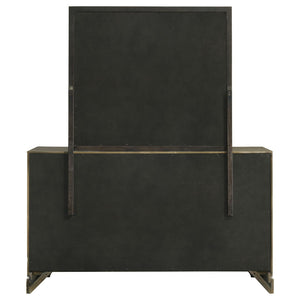 English Elm Sundance Wire-brushed Ash Veneer 6-drawer Dresser with Brass Hardware and Mirror B062S02116