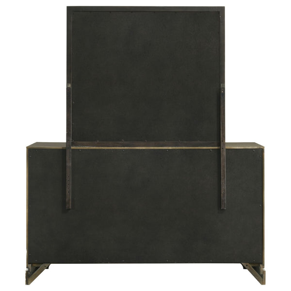 English Elm Sundance Wire-brushed Ash Veneer 6-drawer Dresser with Brass Hardware and Mirror B062S02116
