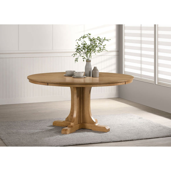 English Elm Auburn Round White Oak Pedestal Dining Table Seats Four with Natural Grain Finish B062S02118