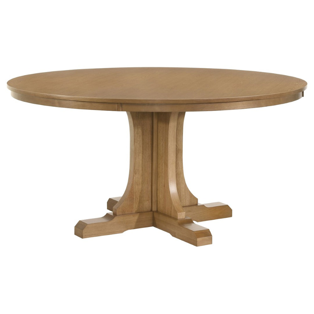English Elm Auburn Round White Oak Pedestal Dining Table Seats Four with Natural Grain Finish B062S02118