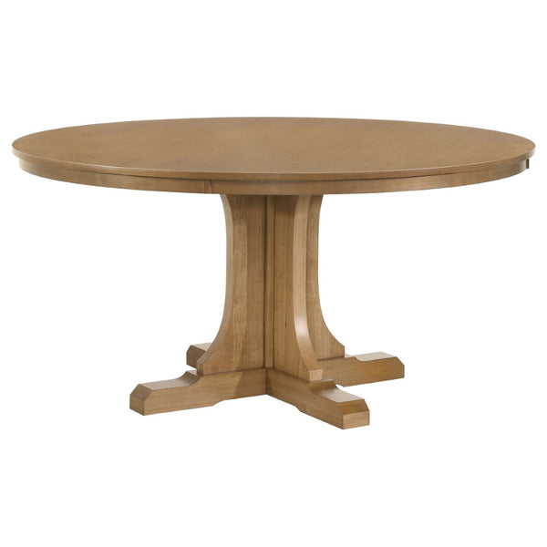 English Elm Auburn Round White Oak Pedestal Dining Table Seats Four with Natural Grain Finish B062S02118