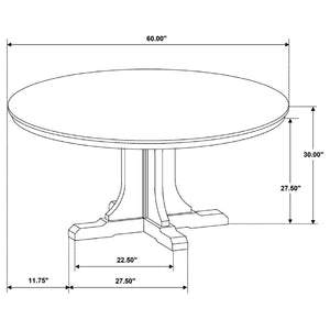 English Elm Auburn Round Pedestal Dining Set White Oak Veneer Slat Back Chairs Seats Four B062S02119
