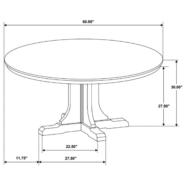 English Elm Auburn Round Pedestal Dining Set White Oak Veneer Slat Back Chairs Seats Four B062S02119