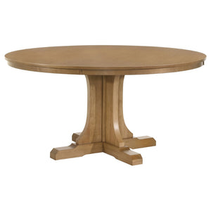 English Elm Auburn Round Pedestal Dining Set White Oak Veneer Slat Back Chairs Seats Four B062S02119
