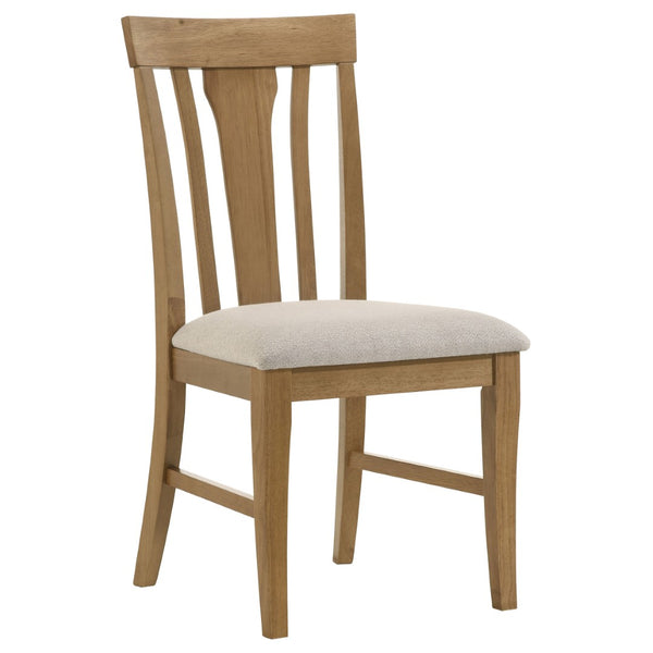 English Elm Auburn Round Pedestal Dining Set White Oak Veneer Slat Back Chairs Seats Four B062S02119