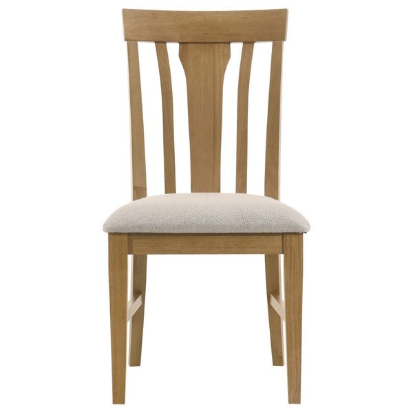 English Elm Auburn Round Pedestal Dining Set White Oak Veneer Slat Back Chairs Seats Four B062S02119