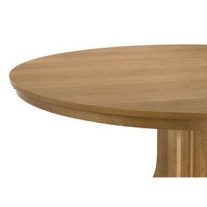English Elm Auburn Round Pedestal Dining Set White Oak Veneer Slat Back Chairs Seats Four B062S02119