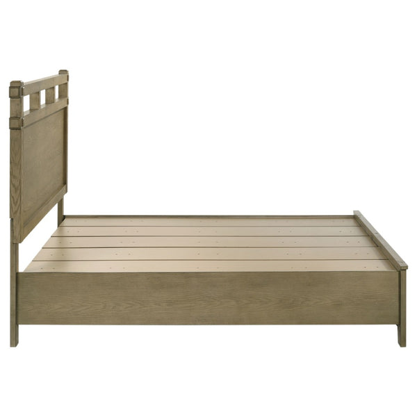 English Elm Pelton Queen Platform Bed Warm Oak Veneer Slat Headboard with Footboard Storage Drawers B062S02120