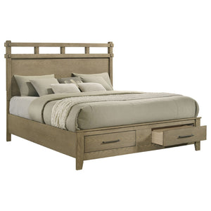English Elm Pelton Vineyard Oak Grain Platform King Bed with Slat Headboard and Footboard Storage B062S02121