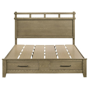 English Elm Pelton Vineyard Oak Grain Platform King Bed with Slat Headboard and Footboard Storage B062S02121