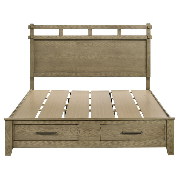English Elm Pelton Vineyard Oak Grain Platform King Bed with Slat Headboard and Footboard Storage B062S02121