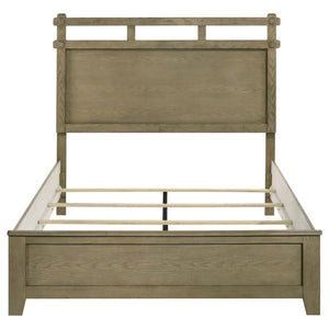 English Elm Pelton Queen Panel Bed Vineyard Oak Finish Open Slat Headboard Architectural Design B062S02122