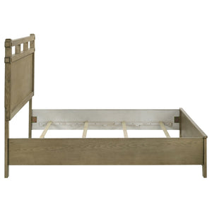 English Elm Pelton Queen Panel Bed Vineyard Oak Finish Open Slat Headboard Architectural Design B062S02122