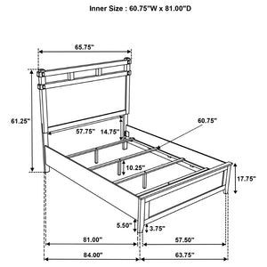 English Elm Pelton Queen Panel Bed Vineyard Oak Finish Open Slat Headboard Architectural Design B062S02122