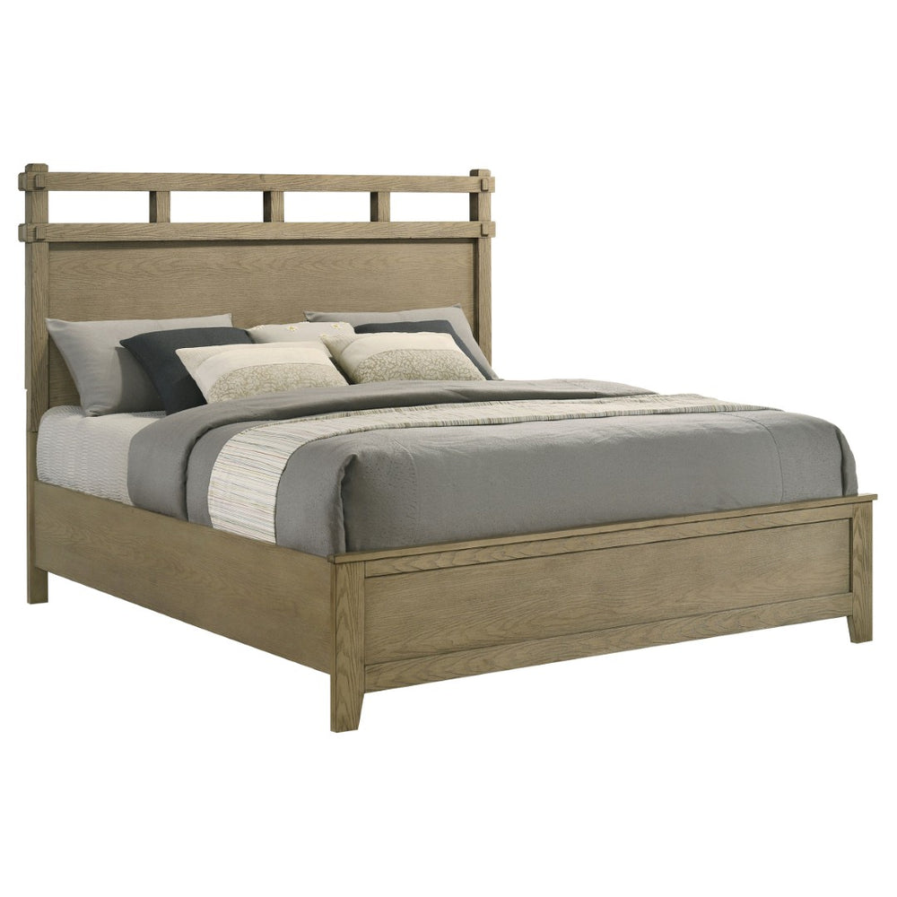 English Elm Pelton Vineyard Oak Eastern King Panel Bed with Open Slat Architectural Headboard B062S02123
