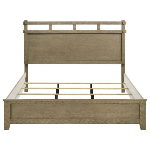 English Elm Pelton Vineyard Oak Eastern King Panel Bed with Open Slat Architectural Headboard B062S02123