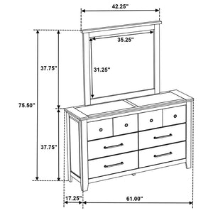 English Elm Pelton Six Drawer Dresser with Mirror Oak Veneer Farmhouse Bedroom Furniture Set B062S02124